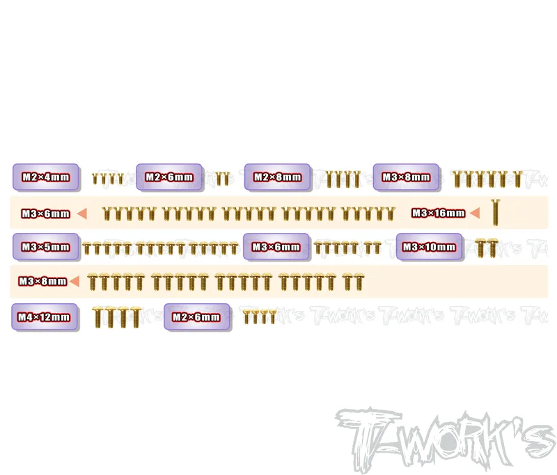 GSS-TC10-4   Gold Plated Steel Screw Set 96pcs.( For AXON TC10/4 )