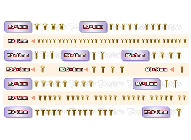 GSS-X1'23   Gold Plated Steel Screw Set 115pcs. ( For Xray X1 2023 )