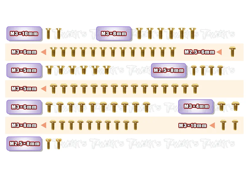 GSS-X12'22Gold Plated Steel Screw Set 73pcs. ( For Xray X12'22 )