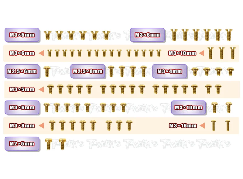 GSS-X12'23Gold Plated Steel Screw Set 78pcs. ( For Xray X12 2023 )