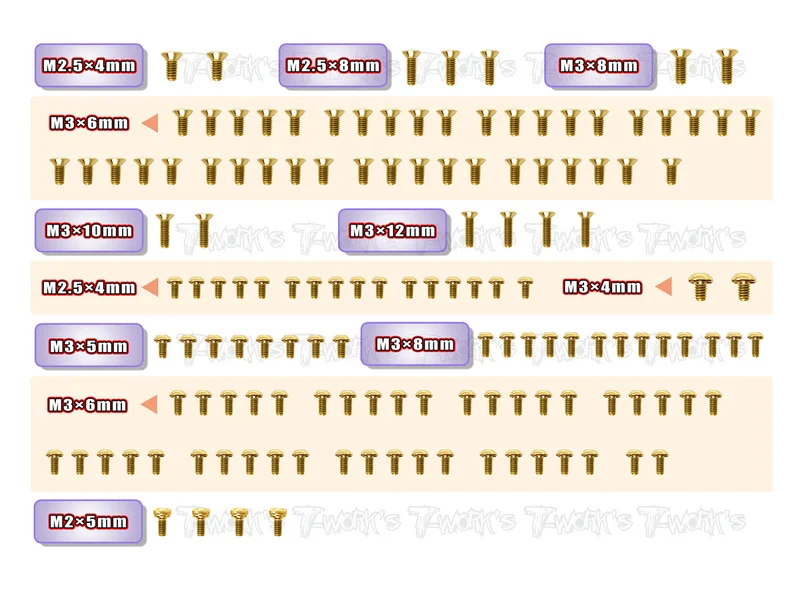 GSS-X20'23Gold Plated Steel Screw Set 139pcs. ( For Serpent X20 2023 )