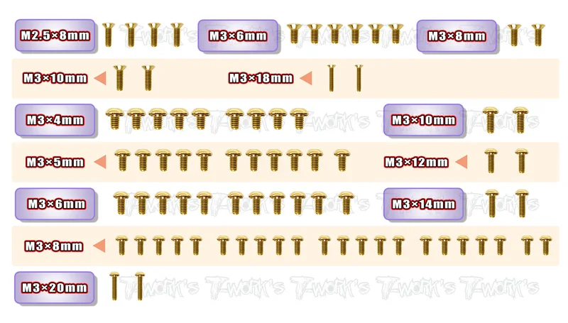 GSS-X4'23-TGold Plated Steel Upper Deck Screw set 77pcs.( For Xray X4 2023 )