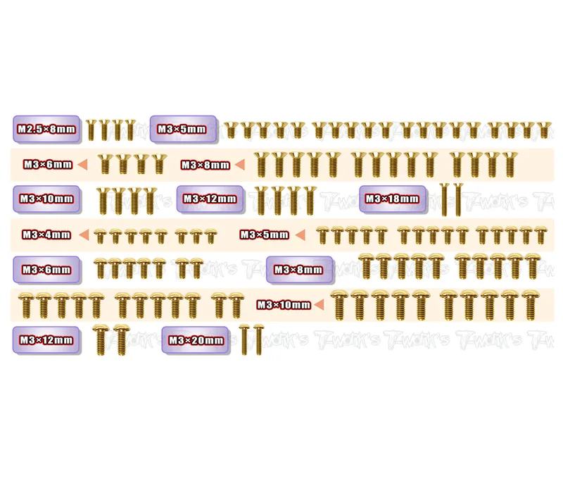 GSS-X4'24Gold Plated Steel Screw Set 117pcs. ( For Xray X4 2024 )
