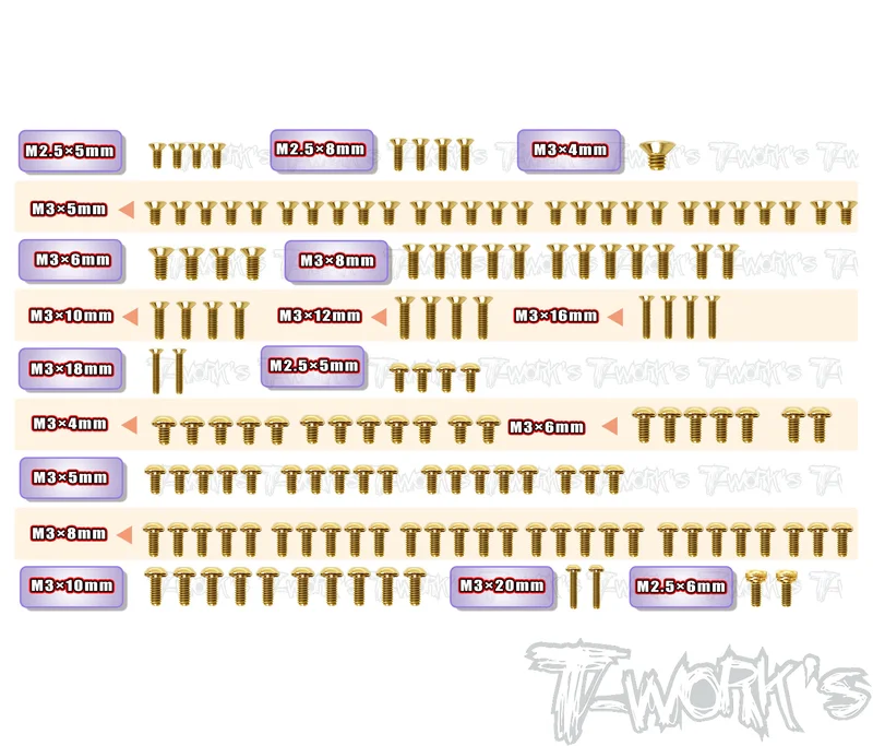 GSS-X4'26-G Gold Plated Steel Screw Set 149pcs. ( For Xray X4'26 Graphite-Spec Car )