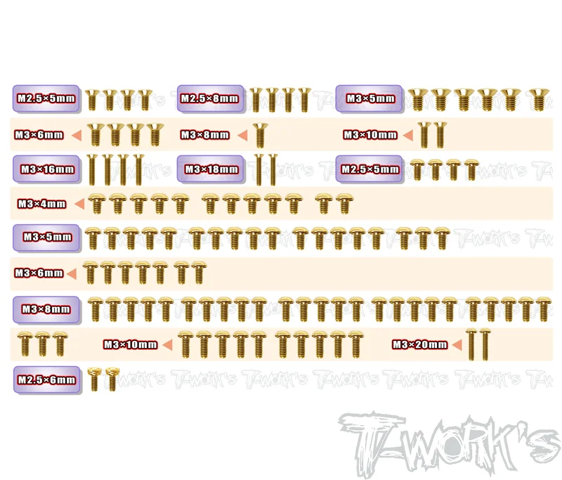 GSS-X4'26-T Gold Plated Steel Upper Deck Screw set 110pcs.( For Xray X4 2026 )