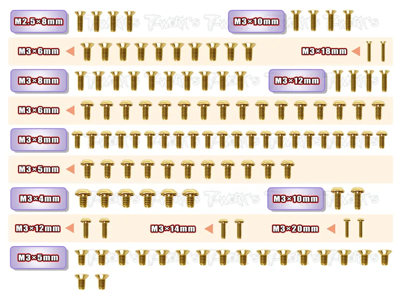 GSS-X4 Gold Plated Steel Screw Set 115pcs. ( For Xray X4 )