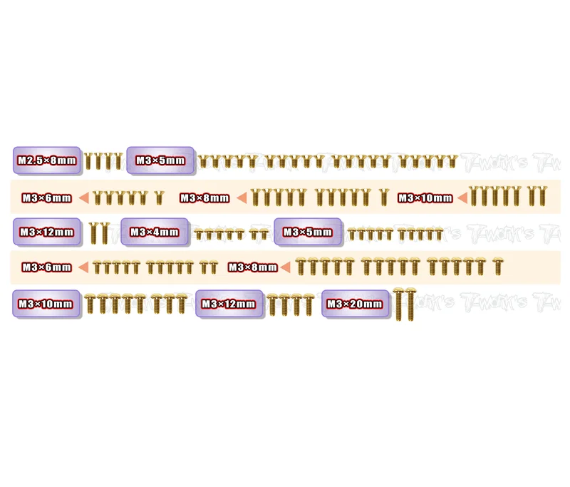 GSS-X4F'26Gold Plated Steel Screw Set 109pcs. ( For Xray X4F'26 )