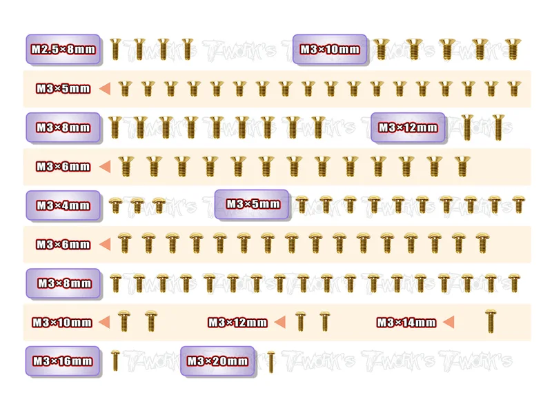 GSS-X4FGold Plated Steel Screw Set 105pcs. ( For Xray X4F )