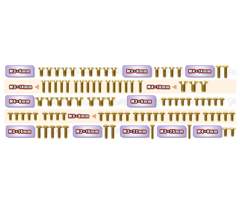 GSS-X8'26 Gold Plated Steel Screw Set 93pcs. ( For Xray X8'26 )