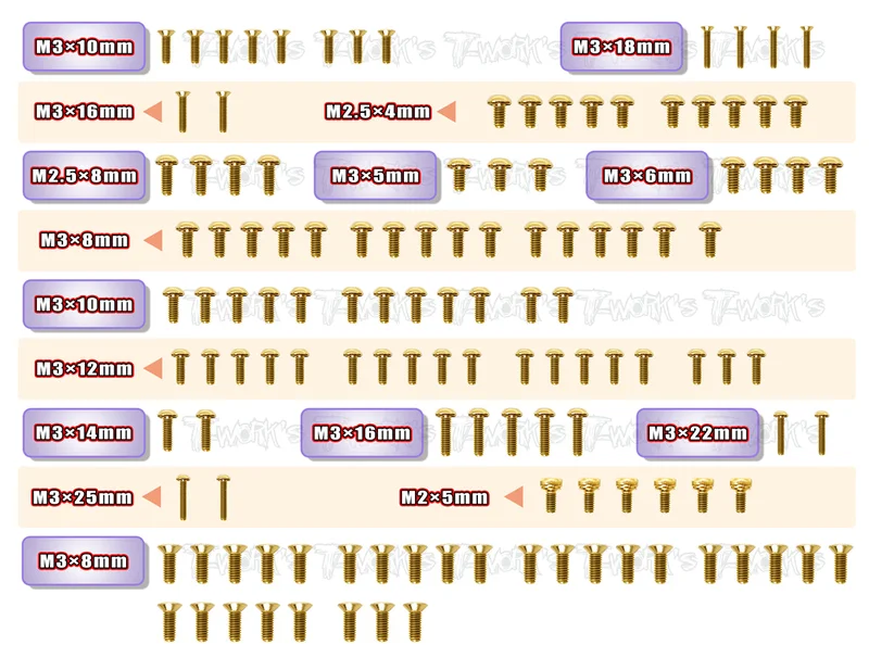 GSS-XB2C'23Gold Plated Steel Screw Set 126pcs. ( For Xray XB2C'23 )