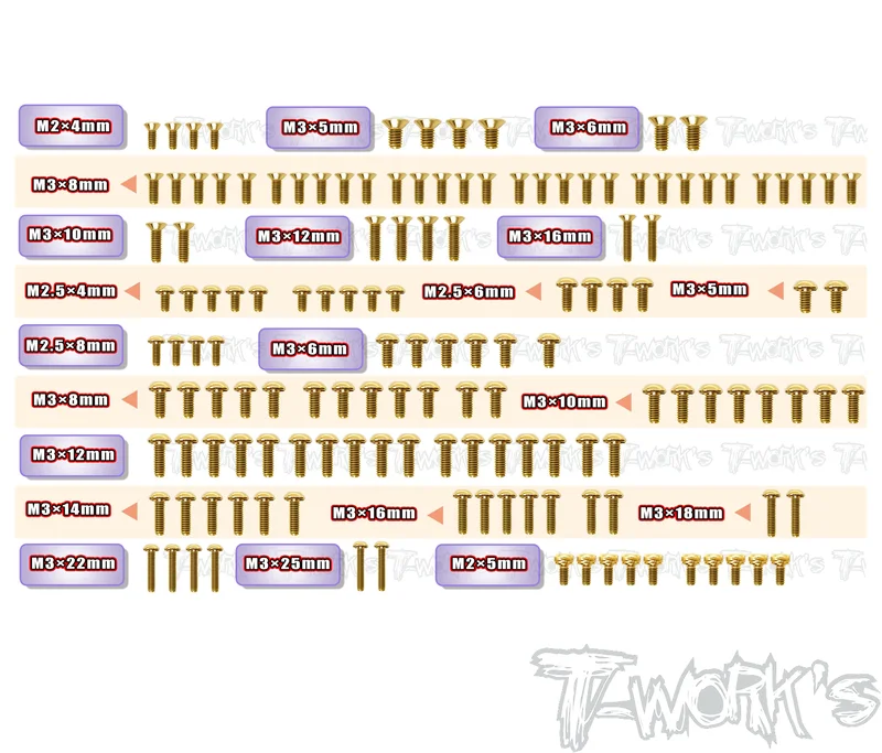 GSS-XB2C'26Gold Plated Steel Screw Set 142pcs. ( For Xray XB2C'26 )