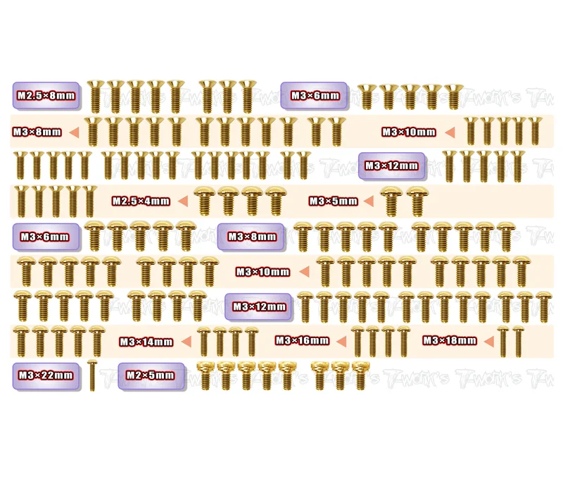 GSS-XB4C'24 Gold Plated Steel Screw Set 143pcs.( For Xray XB4C'24 )