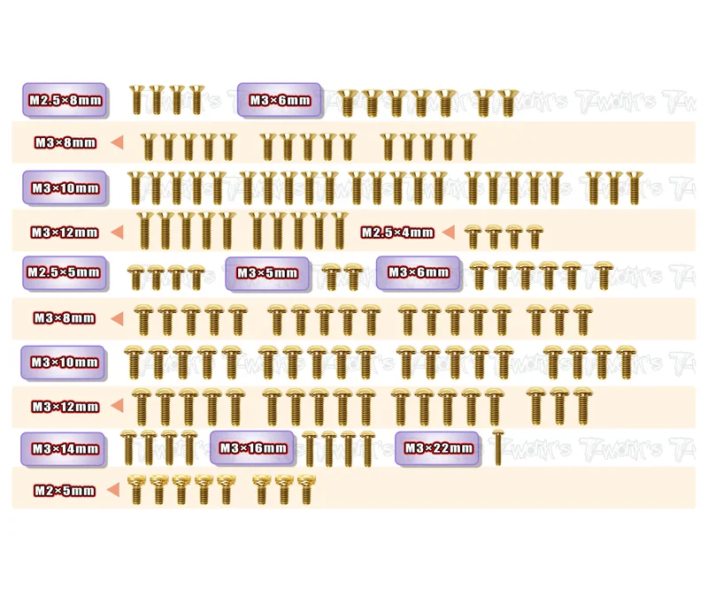 GSS-XB4C'26 Gold Plated Steel Screw Set 147pcs. ( For Xray XB4C'26 )