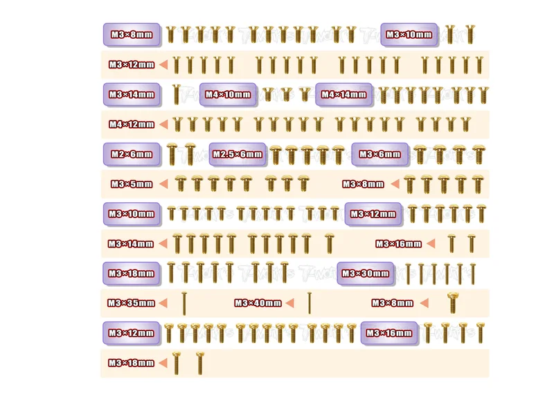 GSS-XB8'23 Gold Plated Steel Screw Set 158pcs. ( For Xray XB8'23 )
