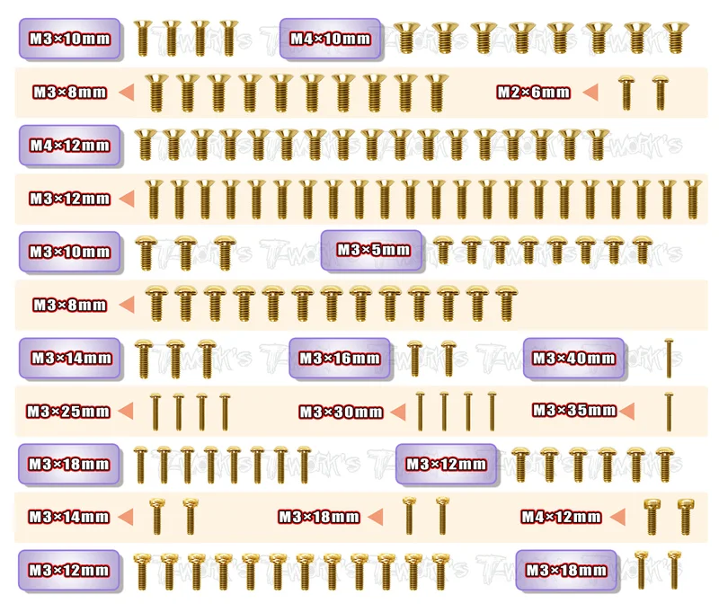GSS-XB8E'21 Gold Plated Steel Screw Set 131pcs. ( For Xray XB8E 2021 )