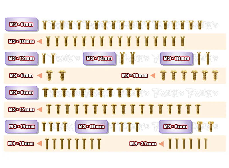 GSS-YZ2-DTM3.1 Gold Plated Steel Screw Set 101pcs. ( For Yokomo YZ2 DTM3.1 )