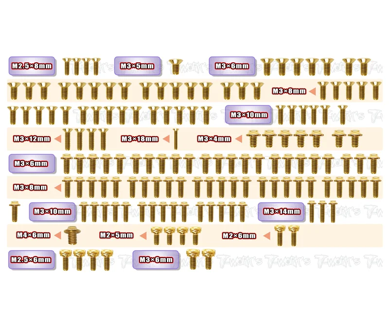 GSSU-A1025 Gold Plated Steel UFO Screw Set 146pcs.( For ARC A10 25 )