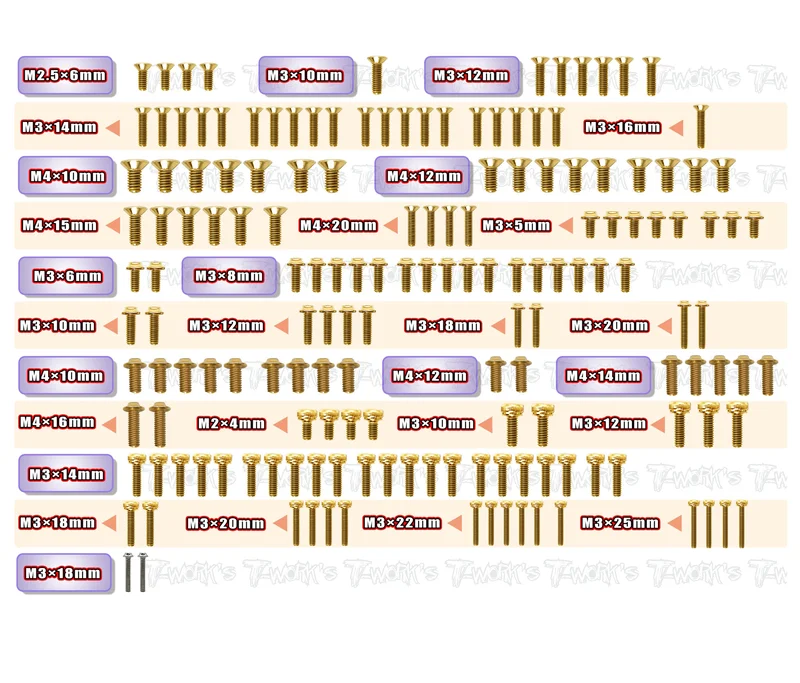 GSSU-EB482.2 Gold Plated Steel UFO Screw Set 161pcs.( For Tekno EB48 2.2 )