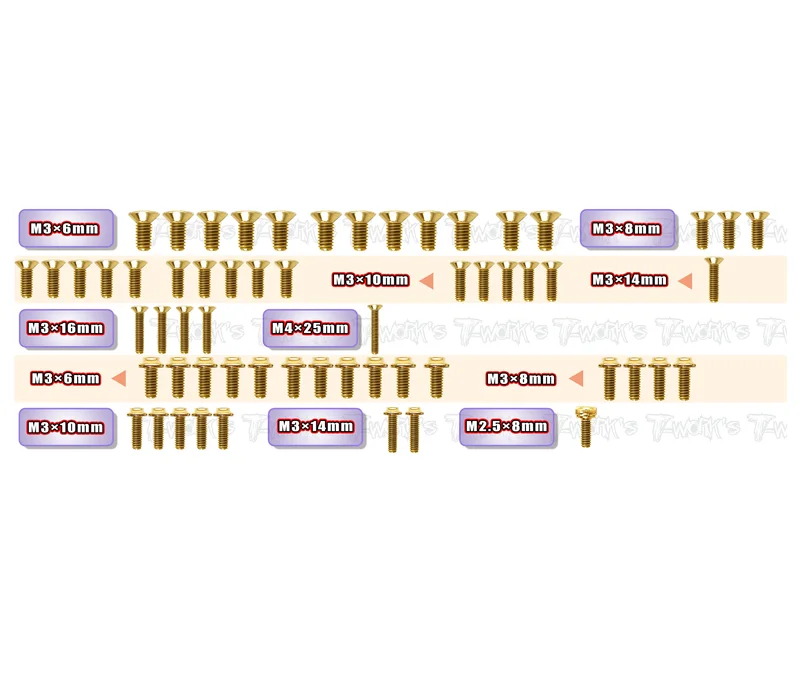 GSSU-F1ULR5 Gold Plated Steel UFO Screw Set 59pcs.( For EXOTEK F1 ULTRA R5 )