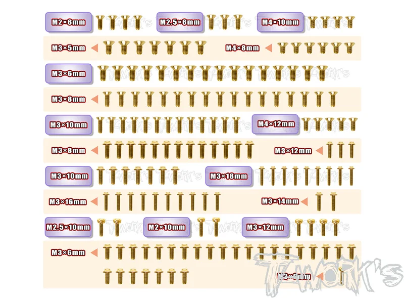GSSU-MRX6XGold Plated Steel UFO Screw Set 155pcs. ( For Mugen MRX6X )