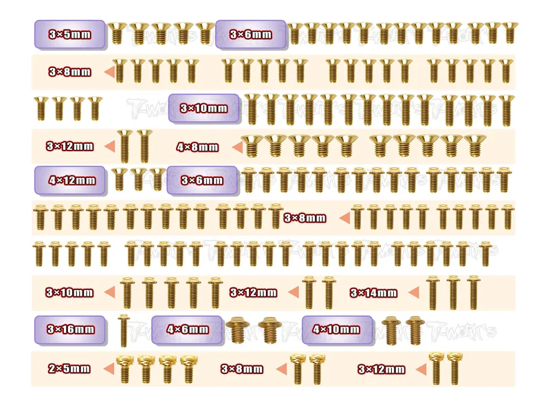 GSSU-R83E Gold Plated Steel UFO Screw Set 159pcs. ( For ARC R83E )