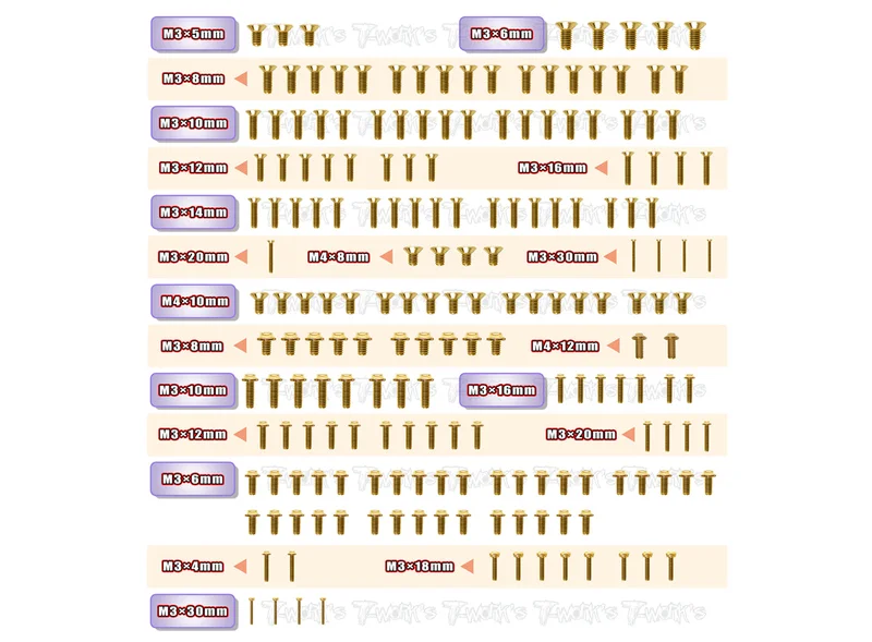 GSSU-RAPTOR Gold Plated Steel UFO Screw Set 190pcs. ( For RAPTOR )