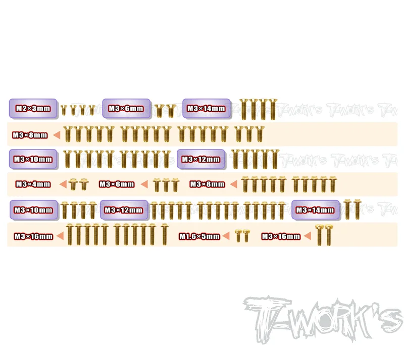 GSSU-RC10B7.1DGold Plated Steel UFO Screw Set 94pcs. ( For Team Associated RC10 B7.1D )