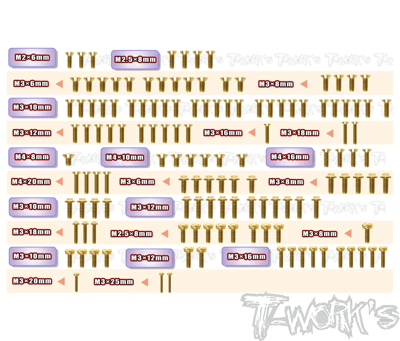 GSSU-SBX4Gold Plated Steel UFO Screw Set 134pcs.( For WIRC SBX4 )