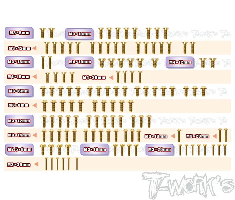 GSSU-SBXE-3Gold Plated Steel UFO Screw Set 124pcs.( For WIRC SBXE-3 )
