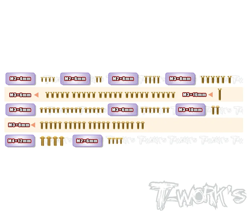 GSSU-TC10-4 Gold Plated Steel UFO Screw Set 96pcs.( For AXON TC10/4 )
