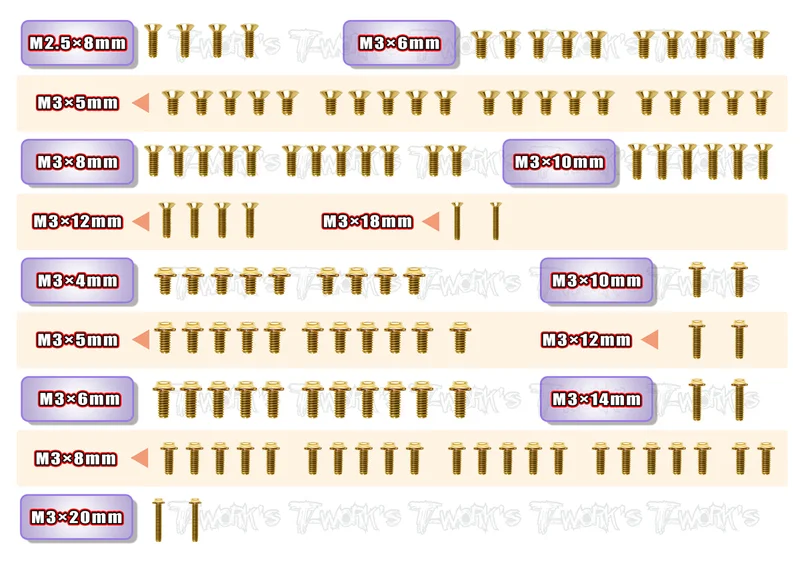 GSSU-X4'23Gold Plated Steel UFO Screw Set 119pcs. ( For Xray X4 2023 )