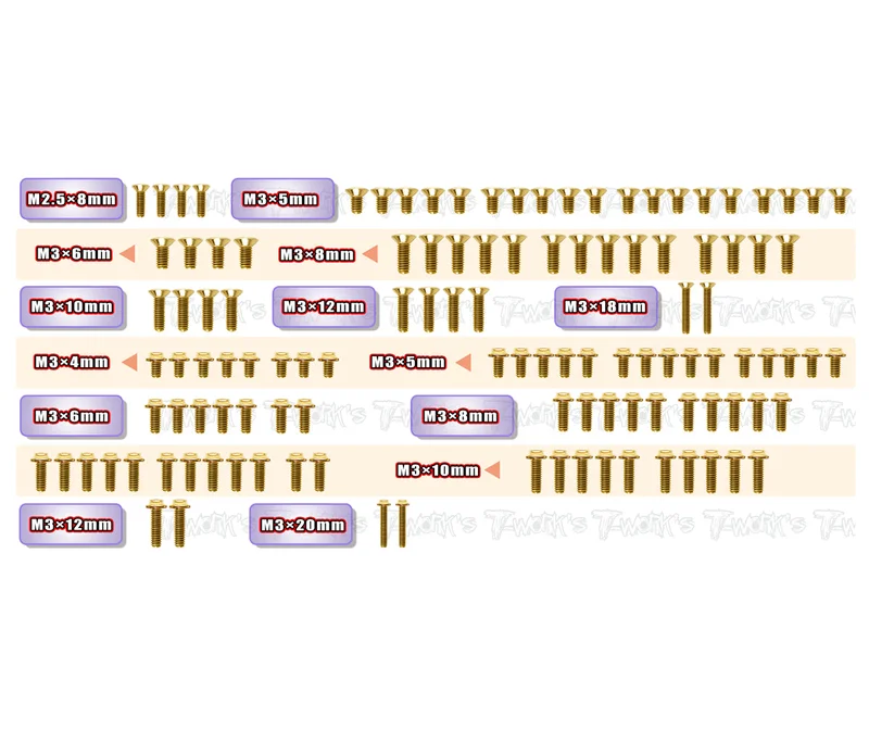 GSSU-X4'24Gold Plated Steel UFO Screw Set 117pcs. ( For Xray X4 2024 )
