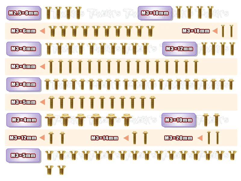 GSSU-X4 Gold Plated Steel UFO Screw Set 115pcs. ( For Xray X4 )