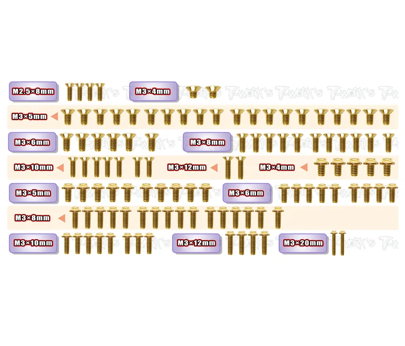 GSSU-X4F'25 Gold Plated Steel UFO Screw Set 106pcs. ( For Xray X4F'25 )