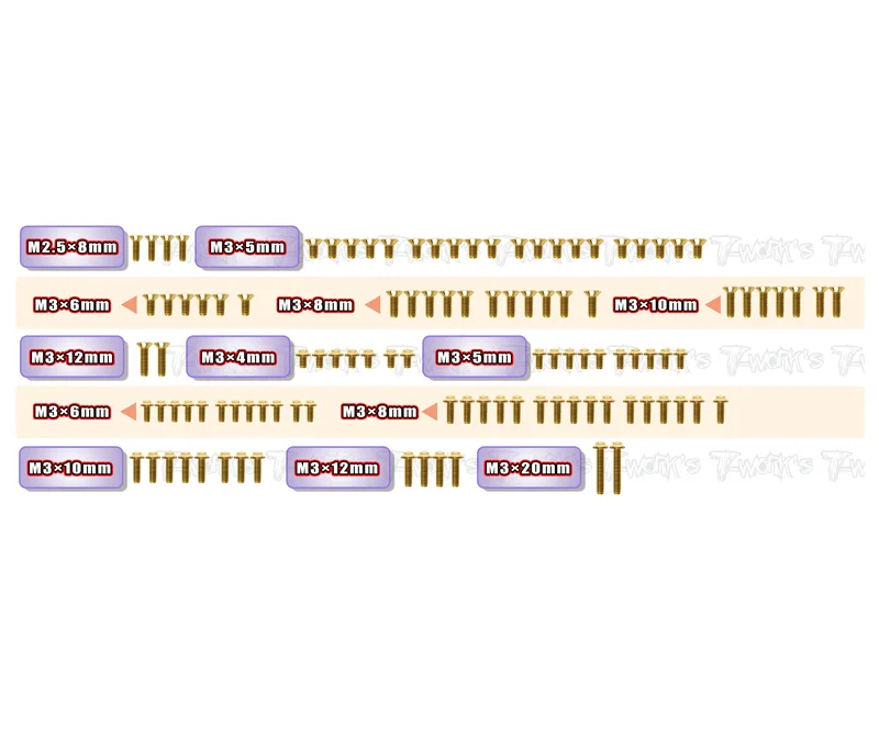 GSSU-X4F'26Gold Plated Steel UFO Screw Set 109pcs. ( For Xray X4F'26 )