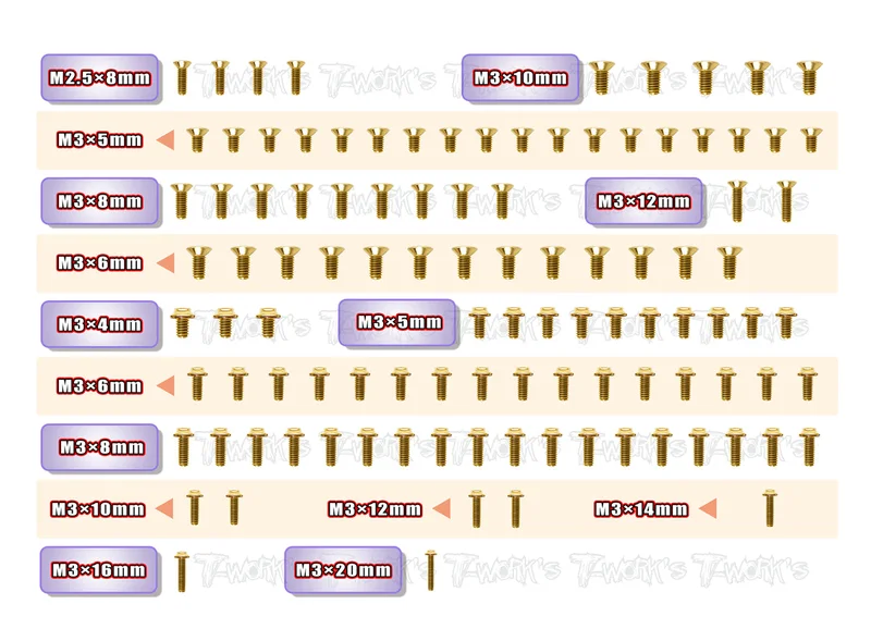 GSSU-X4F Gold Plated Steel UFO Screw Set 105pcs. ( For Xray X4F )