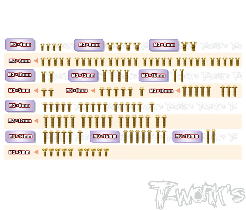 GSSU-XB2D'26Gold Plated Steel UFO Screw Set 122pcs. ( For Xray XB2D'26 )