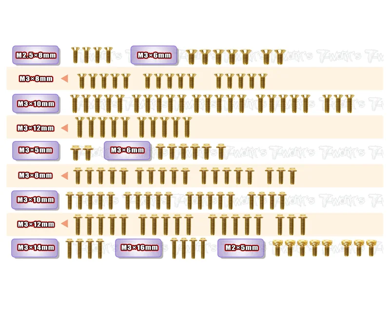 GSSU-XB4C'26 Gold Plated Steel UFO Screw Set 138pcs. ( For Xray XB4C'26 )