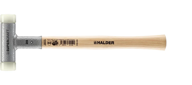 HALDER SIZE 30 SUPERCRAFT-MALLET NON-REBOUND, HICKORY HANDLE, SIZE 1.18" NYLON FACES | 3366.030