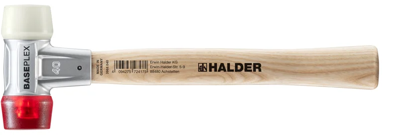 HALDER SIZE 40 BASEPLEX HAMMER WITH RED PLASTIC & OFFWHITE NYLON INSERTS | 3968.040