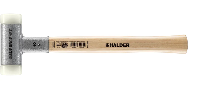 HALDER SIZE 40 SUPERCRAFT-MALLET NON-REBOUND, HICKORY HANDLE, SIZE 1.57" NYLON FACES | 3366.040