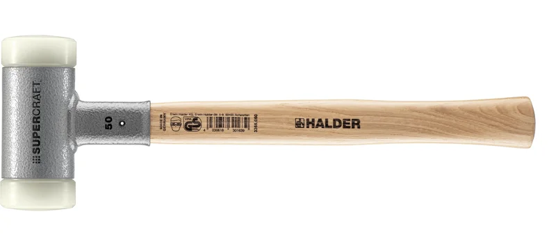 HALDER SIZE 50 SUPERCRAFT-MALLET NON-REBOUND, HICKORY HANDLE, SIZE 1.97" NYLON FACES | 3366.050