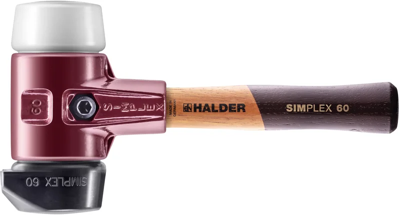 HALDER SIZE 60 SIMPLEX MALLET WITH BLACK RUBBER "STAND-UP" & SUPERPLASTIC FACES, WITH "SHORT" HICKORY HANDLE |3027.262