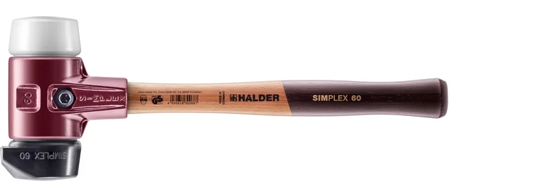 HALDER SIZE 60 SIMPLEX MALLET WITH SIZE 2.36" BLACK COMPOSITE RUBBER "STAND-UP" & WHITE SUPERPLASTIC FACES | 3027.260