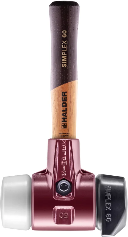 HALDER SIZE 60 SIMPLEX MALLET WITH SIZE 2.36" BLACK RUBBER "STAND-UP" & SUPERPLASTIC FACES, WITH "SHORT" HICKORY HANDLE |3027.262