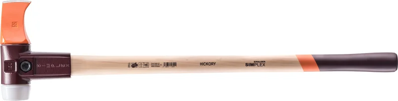 HALDER SIZE 60 SIMPLEX SPLITTING MAUL WITH 1 WHITE SUPERPLASTIC FACE & 1 ORANGE SPLITTING INSERT & 830 MM HCIKORY HANDLE | 3007.160