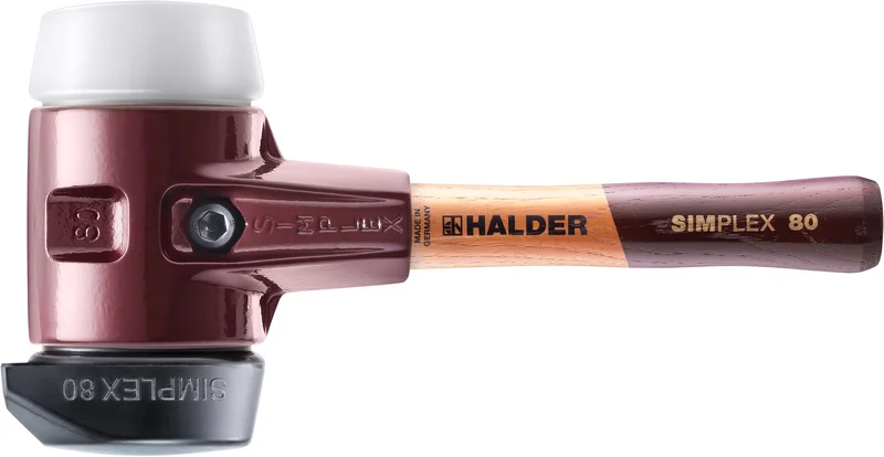 HALDER SIZE 80 SIMPLEX MALLET WITH SIZE 3.15" BLACK COMPOSITE RUBBER "STAND-UP" & SUPERPLASTIC FACES, WITH "SHORT" HANDLE | 3027.282