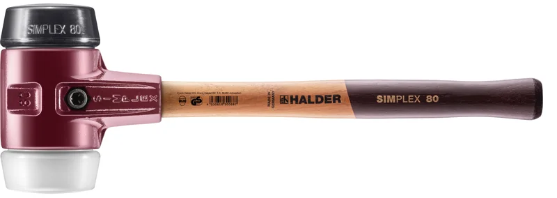 HALDER SIZE 80 SIMPLEX MALLET WITH SIZE 3.15" BLACK COMPOSITE RUBBER & WHITE SUPERPLASTIC FACES | 3027.080