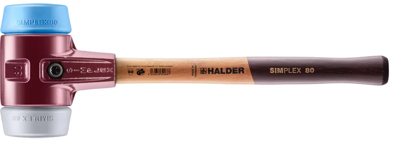 HALDER SIZE 80 SIMPLEX MALLET WITH SIZE 3.15" BLUE RUBBER & GREY RUBBER FACES | 3013.080