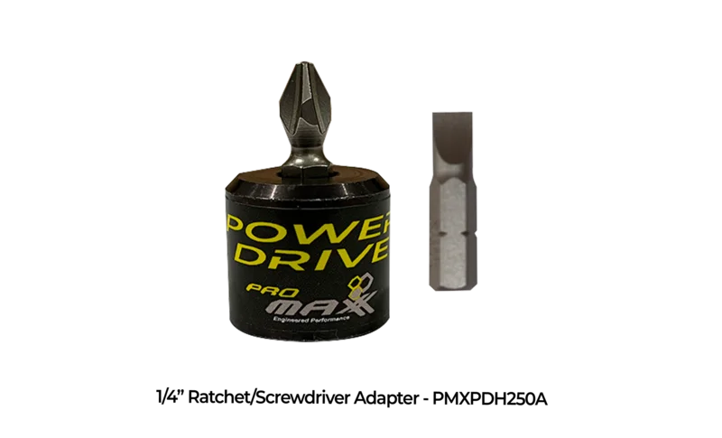 HEX Driver Adapter Converts 1/4" Drive Ratchet to Screwdriver - W/Phillips & Straight Head Bits